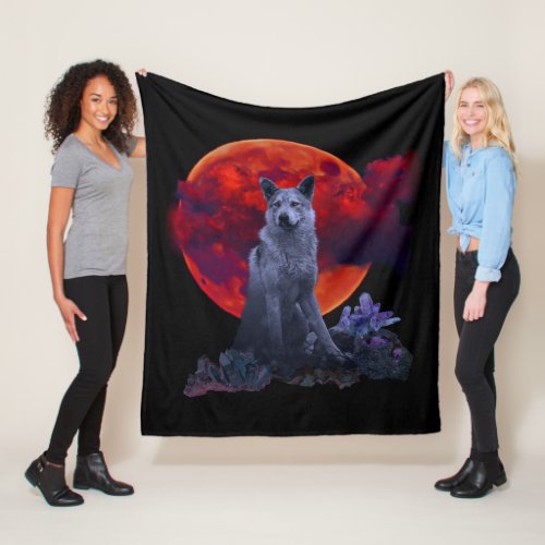 Oh Wolf Moon  Poly_Fleece Goth Blanket