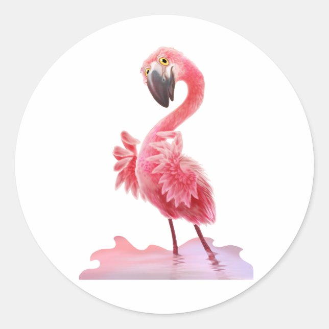 Oh Yeah Flamingo! Classic Round Sticker (Front)