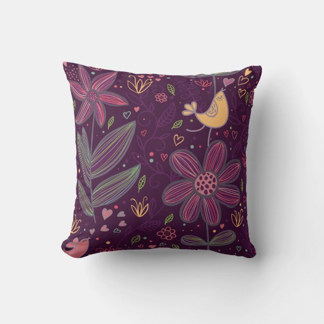 Oh Yellow Birdie Throw Pillow (Front)