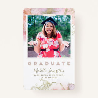 Oh Yes I Did! Pink and Gold Graduation Photo Badge