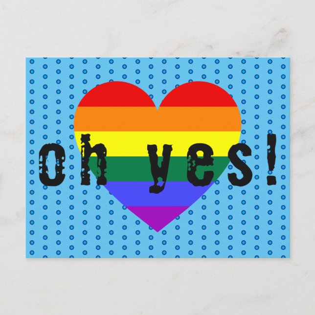Oh Yes LGBT Pride Rainbow Heart Postcard (Front)