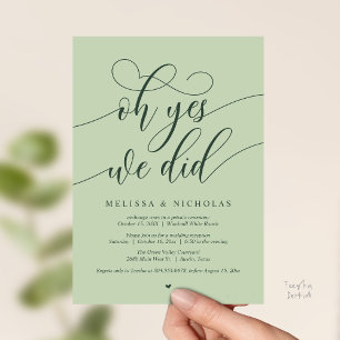 Oh Yes We Did Modern Script Elopement Announcement