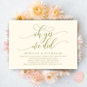 Oh Yes, We Did, Modern Wedding Dinner and Party Invitation