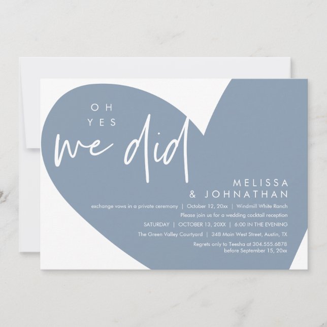 Oh yes we did, Modern Wedding Reception Dinner Invitation (Front)