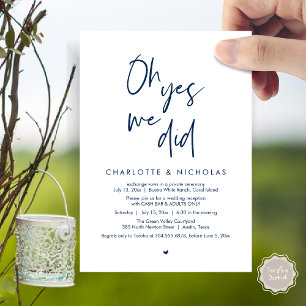 Oh Yes, We Did, Wedding Dinner Party Cash Bar Invitation