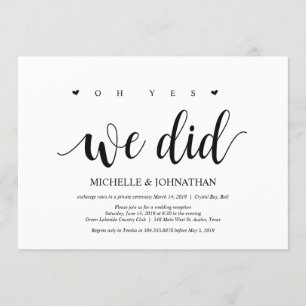 oh yes, we did, wedding elopement invitation card
