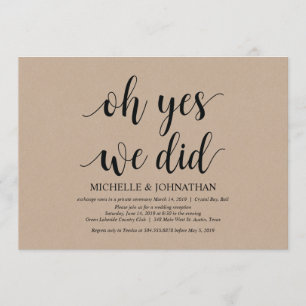 oh yes, we did, wedding elopement invitation card