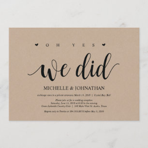 oh yes, we did, wedding elopement invitation card