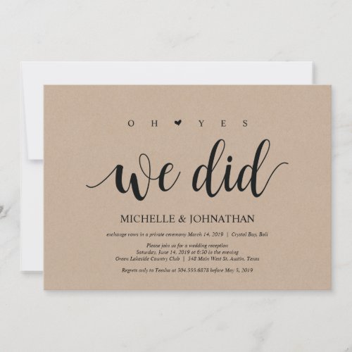 oh yes we did wedding elopement invitation cards