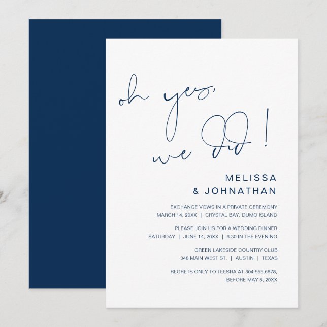 Oh yes, we did, Wedding Elopement Party Invitation (Front/Back)
