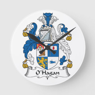 O'Hagan Family Crest Round Clock