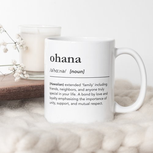 Ohana definition minimalist hawaiian family coffee mug