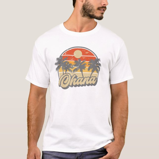 Ohana Hawaiian Island Hibiscus Flower Beach Family T-Shirt (Front)