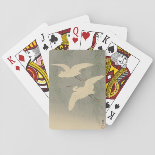 Ohara Kosen Little Egrets in Flight Poker Cards