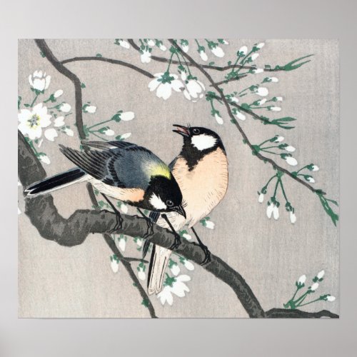 Ohara Koson Birds on Cherry Branch Poster