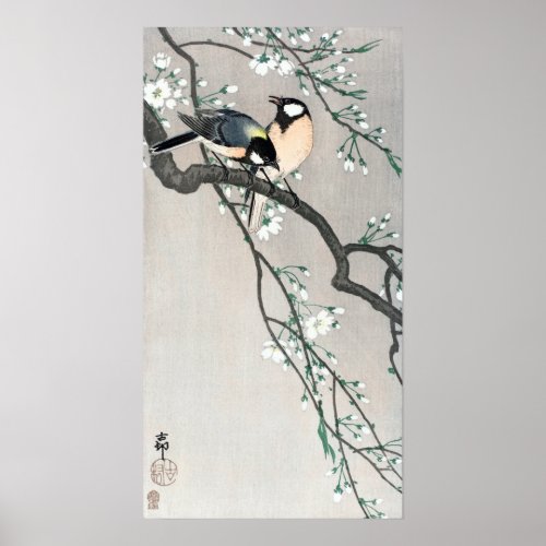 Ohara Koson Birds on Cherry Branch Poster