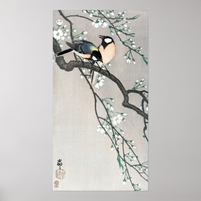 Ohara Koson Birds on Cherry Branch Poster (Front)