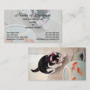 Ohara Koson Cat & Goldfish Bowl Japanese Painting Business Card