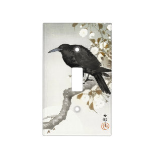 Ohara Koson Crow on Cherry Blossom Branch Art Light Switch Cover