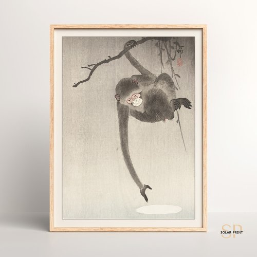 Ohara Koson Monkey and Moon Japanese Asian Art  Poster