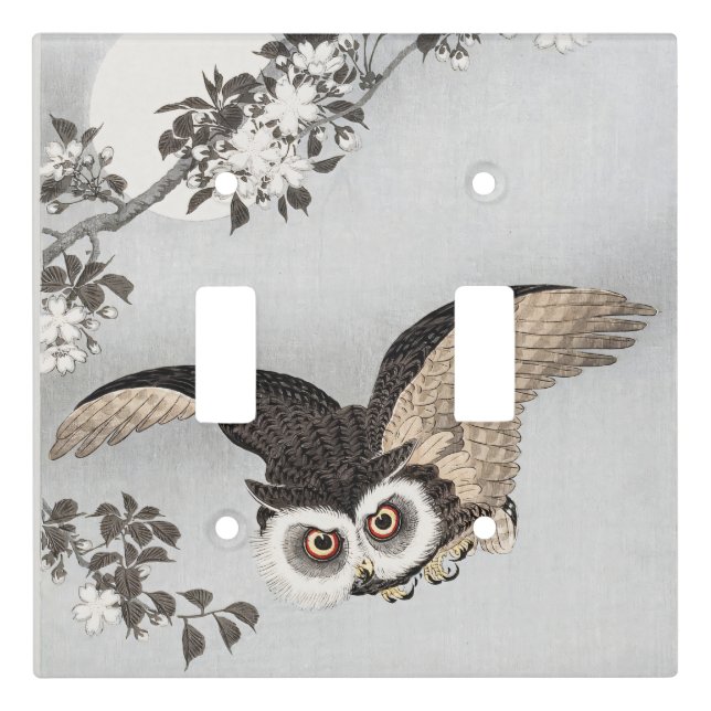 Ohara Koson Scops Owl Cherry Blossoms & Moon Light Switch Cover (Front)