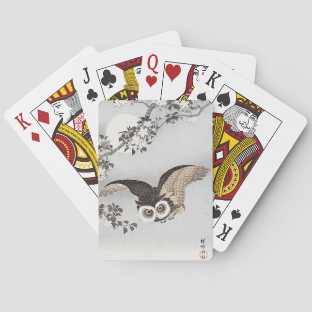 Ohara Koson Scops Owl Cherry Blossoms & Moon Poker Cards (Back)