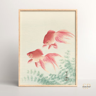 Ohara Koson Two Goldfish and Waterweed Japanese Poster