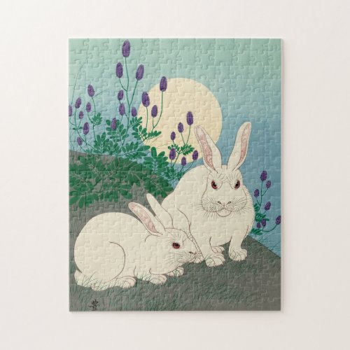 Ohara Koson Two Rabbits _ Japanese Fine Art Jigsaw Puzzle