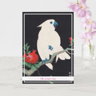 Ohara Shoson Cockatoo and Pomegranate bird Card