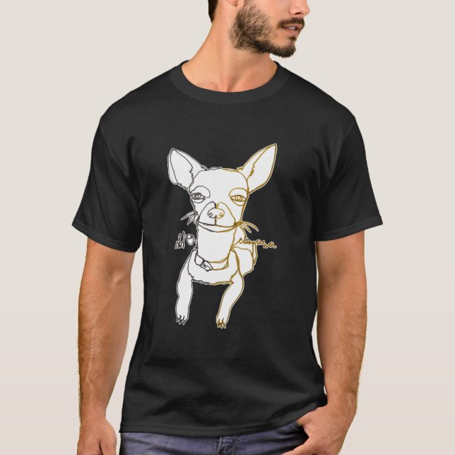 Ohh Chiwawa Ambidextrous Line Drawing Of Chihuahua T-Shirt (Front)