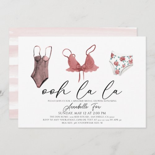 Ohh La La Lingerie Bridal Shower Invitation