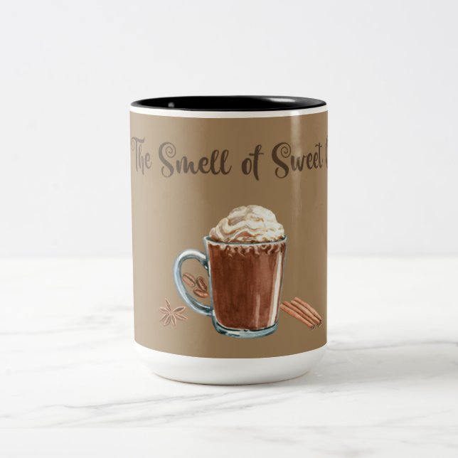 Ohhh THE SWEET SMELL OF COFFEE Two-Tone Coffee Mug (Center)
