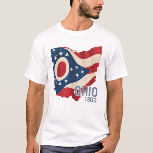 Ohio 1803 with Ohio flag stars and stripes T_Shirt