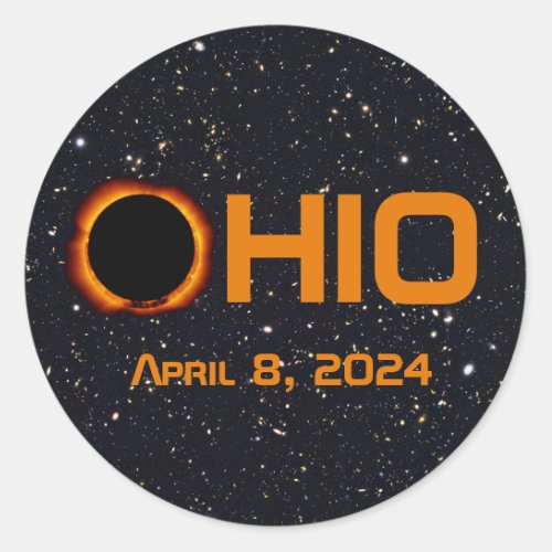 Ohio 2024 Total Solar Eclipse  Classic Round Sticker