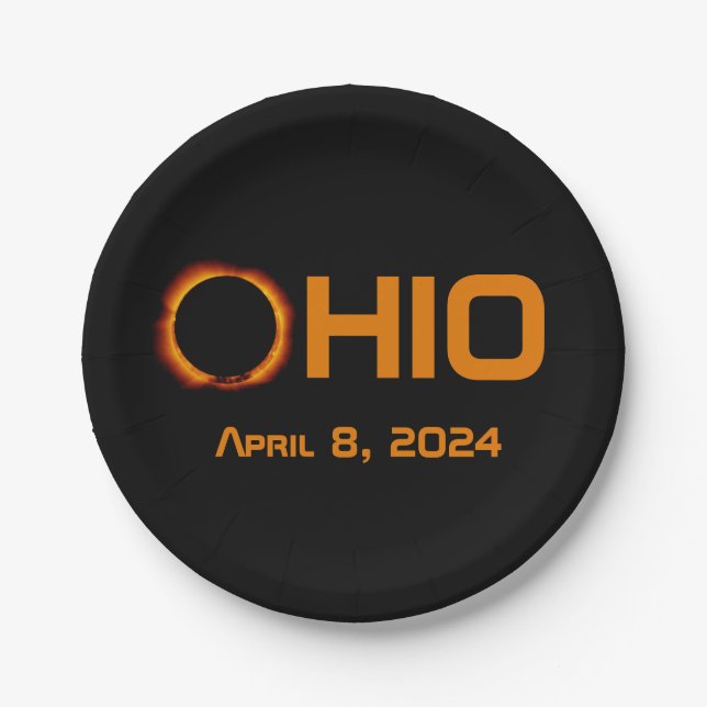 Ohio 2024 Total Solar Eclipse  Paper Plates (Front)