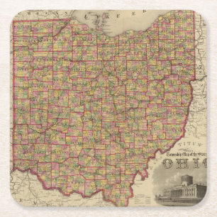 Ohio 3 square paper coaster