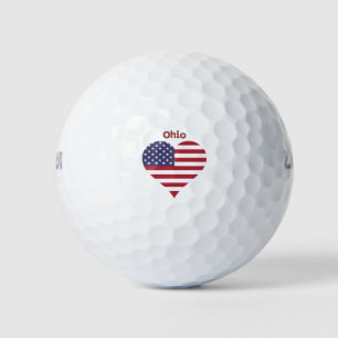 Ohio American Flag Heart Golf Balls