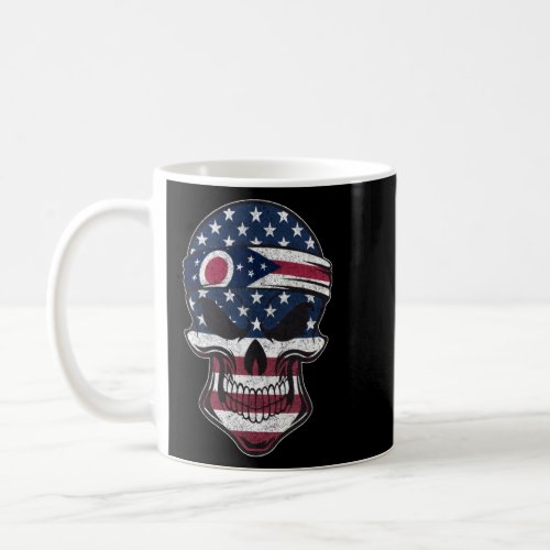 Ohio American Flag Skull  State Flag Ohio Roots  Coffee Mug