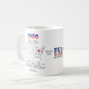 Ohio American state on a map and useful info Coffee Mug
