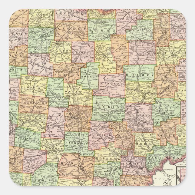 Ohio and Hamilton County Square Sticker (Front)