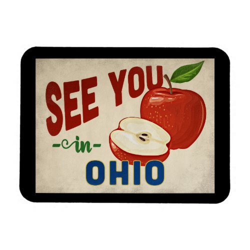 Ohio Apple _ Vintage Travel Magnet
