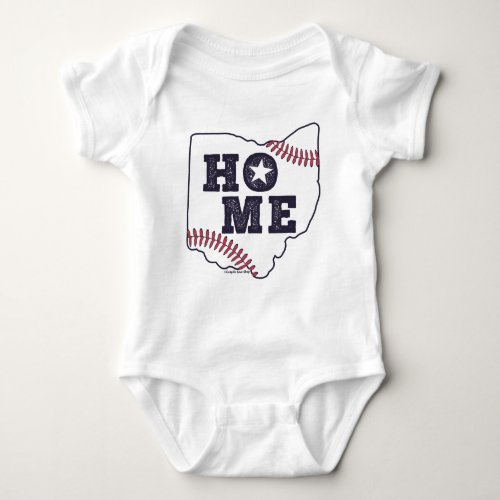 Ohio Baseball Stitching HOME Baseball Graphic Baby Bodysuit