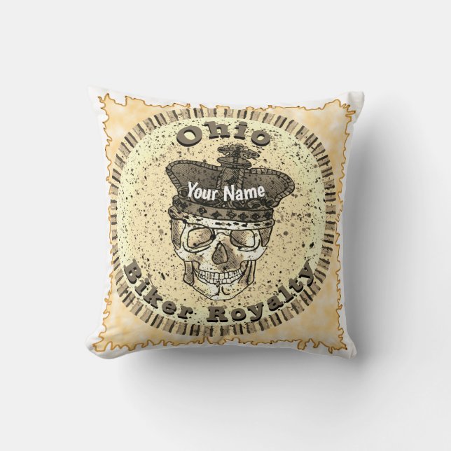 Ohio Biker  Throw Pillow (Front)
