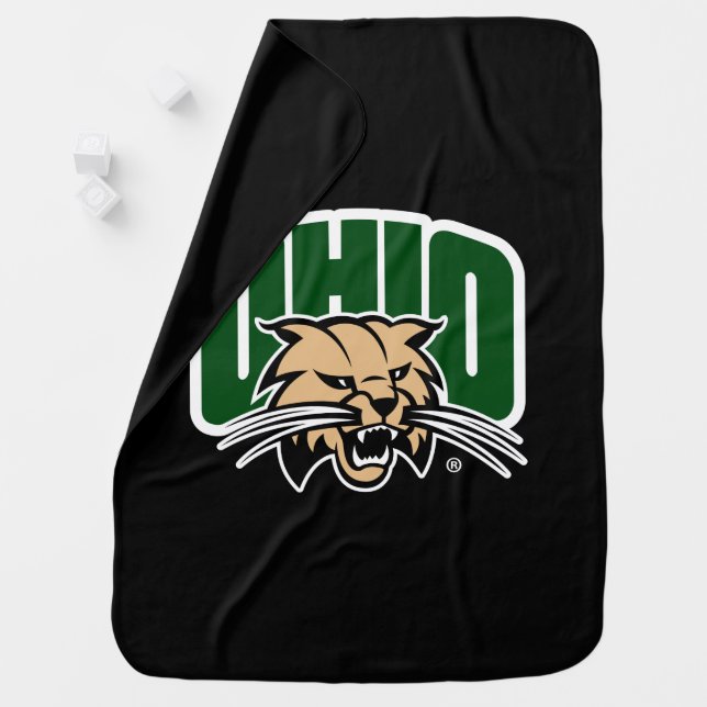 Ohio Bobcat Logo Baby Blanket (In Situ)