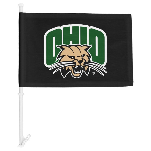 Ohio Bobcat Logo Car Flag (Front)