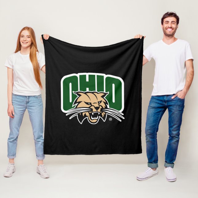 Ohio Bobcat Logo Fleece Blanket (In Situ)