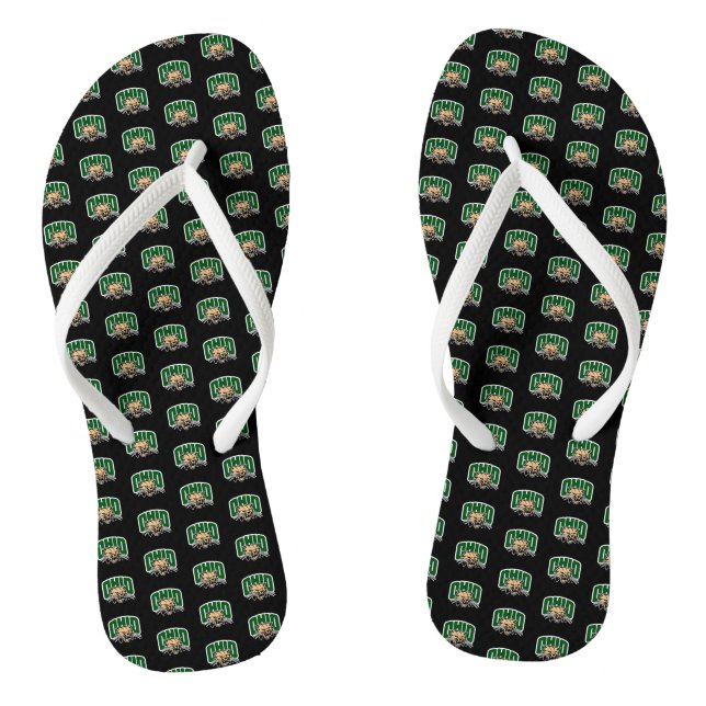 Ohio Bobcat Logo Flip Flops (Footbed)