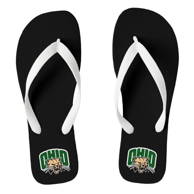 Ohio Bobcat Logo Flip Flops (Footbed)