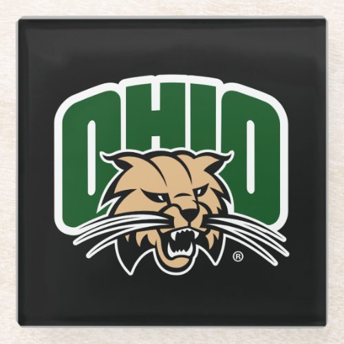 Ohio Bobcat Logo Glass Coaster