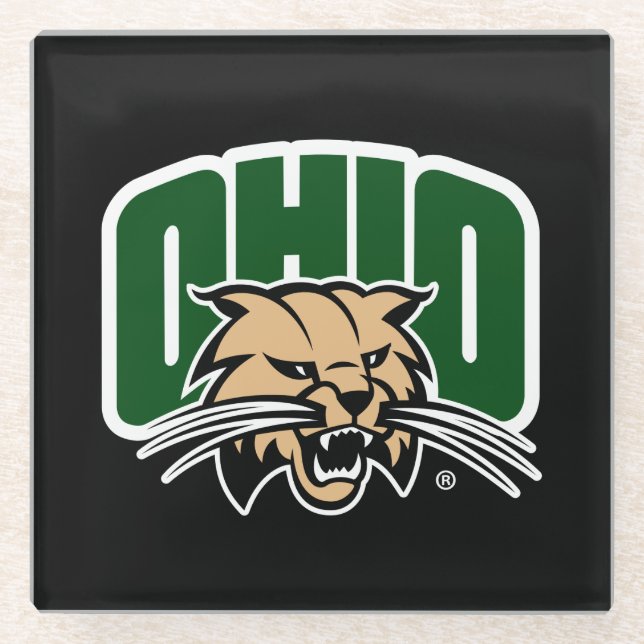 Ohio Bobcat Logo Glass Coaster (Front)